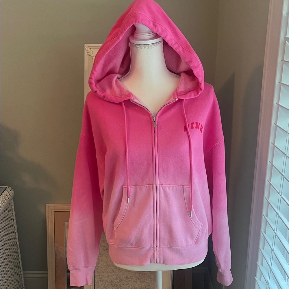 PINK VS Pink ombré hooded jacket, size XS.